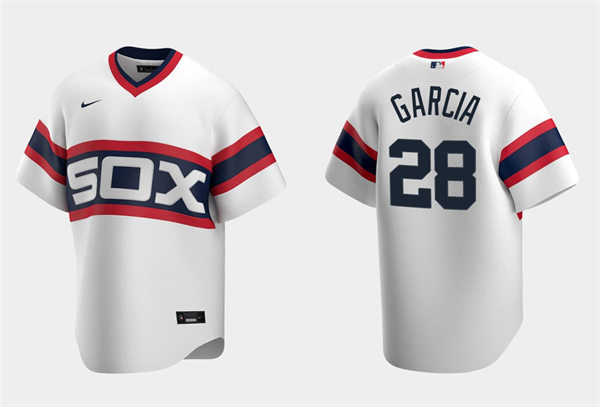 Mens Chicago White Sox #28 Leury Garcia Nike White Pullover Cooperstown Collection Jersey