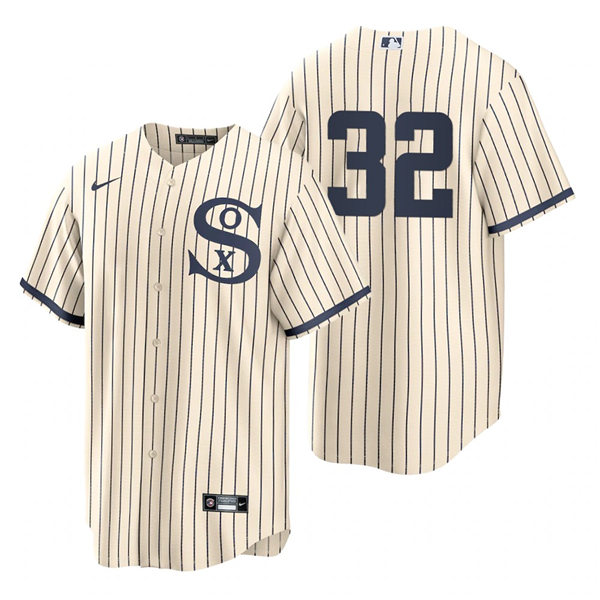 Mens Chicago White Sox #32 Gavin Sheets Nike White PIN STRIPE 2021 Field of Dreams Jersey