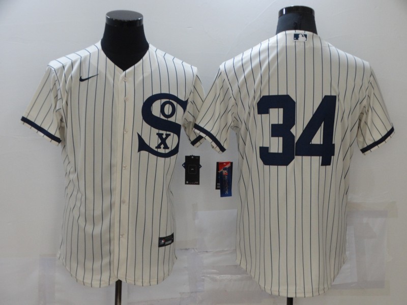Mens Chicago White Sox #34 Michael Kopech Nike White PIN STRIPE 2021 Field of Dreams Jersey