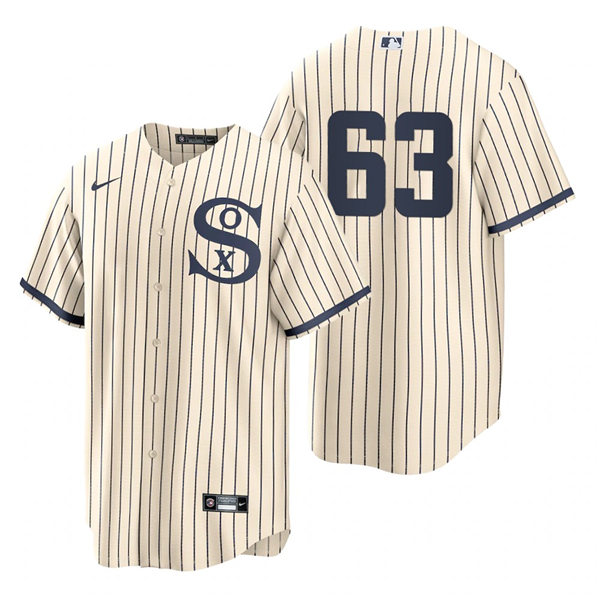 Mens Chicago White Sox #63 Matt Foster Nike White PIN STRIPE 2021 Field of Dreams Jersey