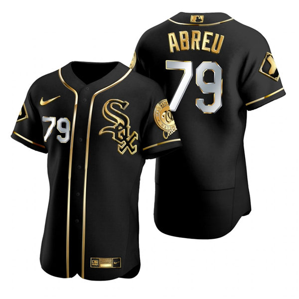 Mens Chicago White Sox #79 Jose Abreu Nike Black Golden Edition Stitched Jersey