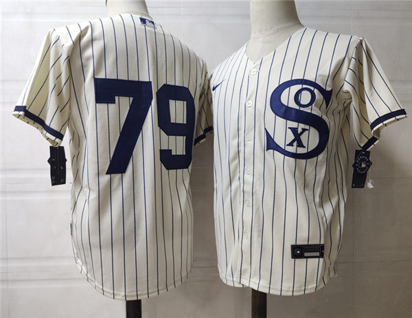 Mens Chicago White Sox #79 Jose Abreu Nike White PIN STRIPE 2021 Field of Dreams Jerseys