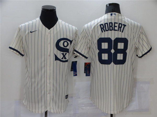 Mens Chicago White Sox #88 Luis Robert Nike White Pinstripe with Name 2021 Field of Dreams Baseball jerseys