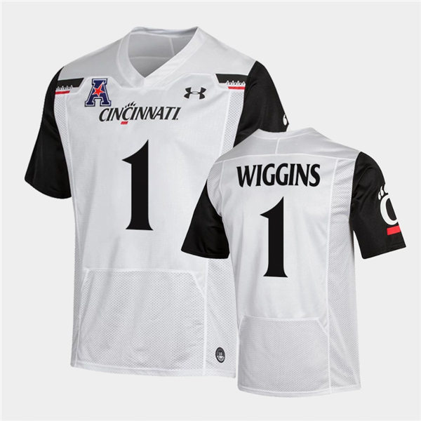 Mens Cincinnati Bearcats #1 James Wiggins Under Armour White College Football Game Jersey