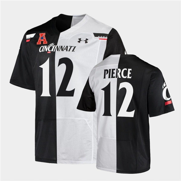 Mens Cincinnati Bearcats #12 Alec Pierce Under Armour Black White Split Edition College Football Jersey