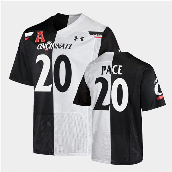 Mens Cincinnati Bearcats #20 Deshawn Pace Under Armour Black White Split Edition College Football Jersey