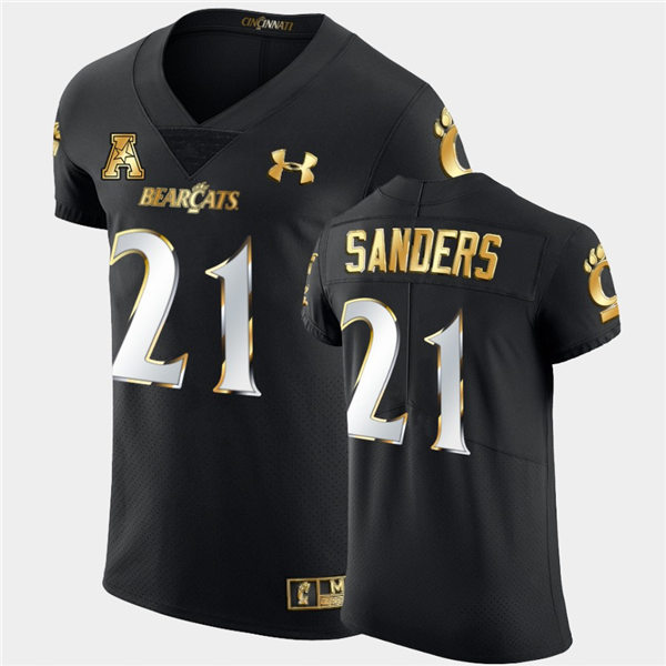 Mens Cincinnati Bearcats #21 Myjai Sanders Under Armour Black Golden Edition Football Jersey