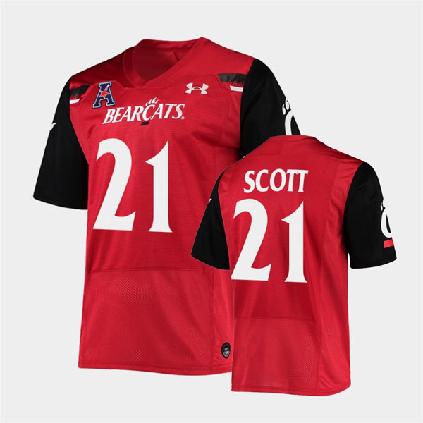 Mens Cincinnati Bearcats #21 Tyler Scott  Under Armour Red College Football Game Jersey