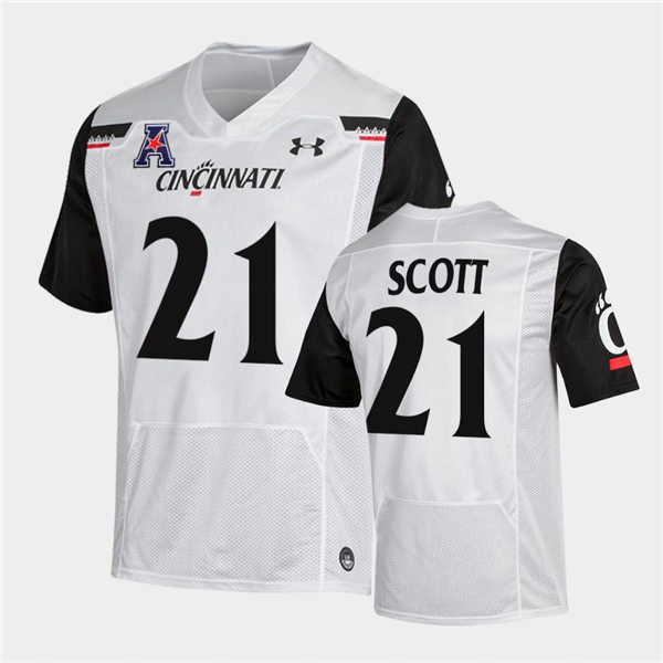Mens Cincinnati Bearcats #21 Tyler Scott Under Armour White College Football Game Jersey