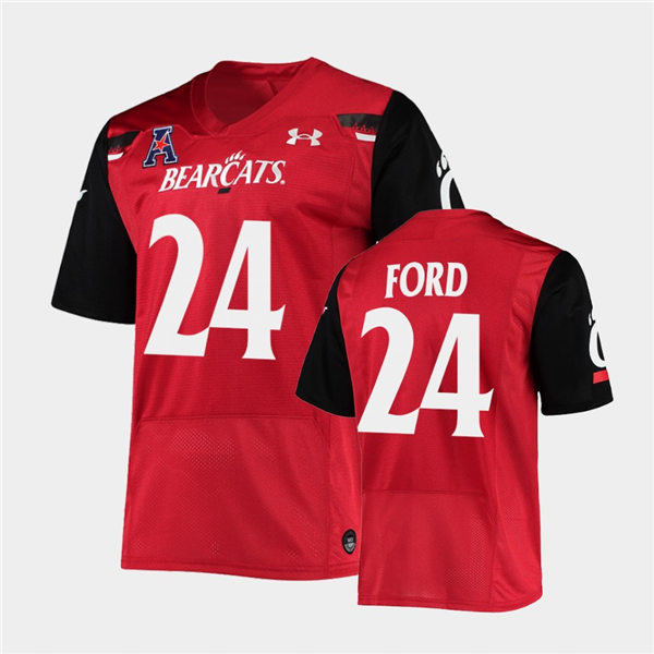 Mens Cincinnati Bearcats #24 Jerome Ford Under Armour Red College Football Game Jersey