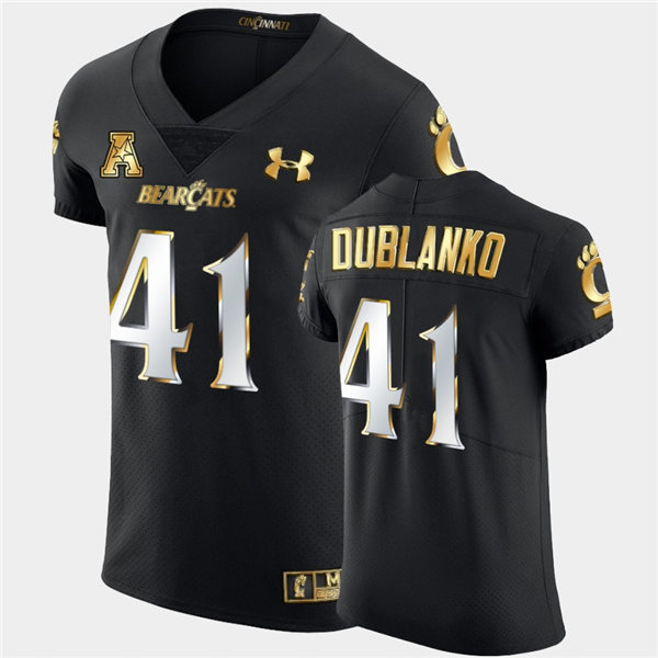 Mens Cincinnati Bearcats #41 Joel Dublanko Under Armour Black Golden Edition Football Jersey