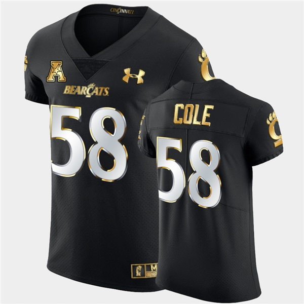 Mens Cincinnati Bearcats #58 Trent Cole Under Armour Black Golden Edition Football Jersey