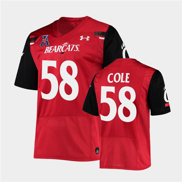 Mens Cincinnati Bearcats #58 Trent Cole Under Armour Red College Football Game Jersey