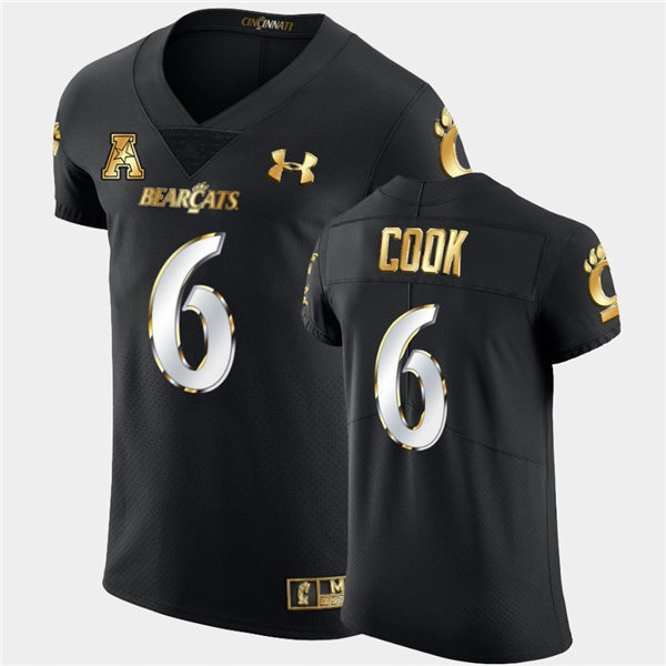 Mens Cincinnati Bearcats #6 Bryan Cook Under Armour Black Golden Edition Football Jersey