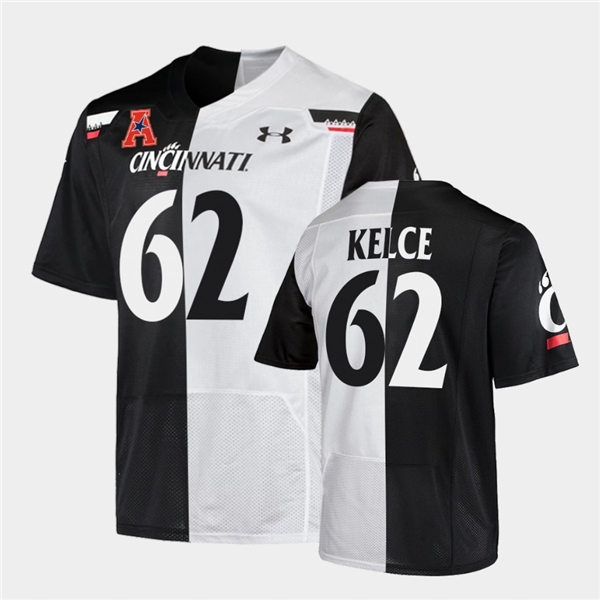 Mens Cincinnati Bearcats #62 Jason Kelce Under Armour Black White Split Edition College Football Jersey