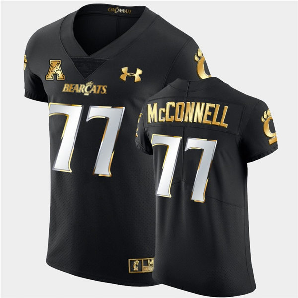Mens Cincinnati Bearcats #77 Vincent McConnell Under Armour Black Golden Edition Football Jersey
