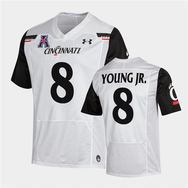 Mens Cincinnati Bearcats #8 Michael Young Jr. Under Armour White College Football Game Jersey