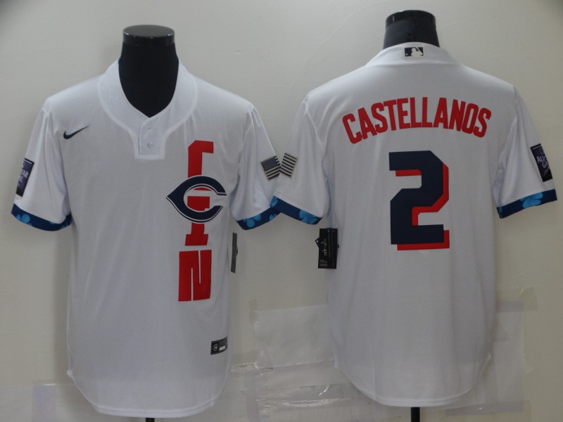 Mens Cincinnati Reds #2 Nicholas Castellanos Nike White 2021 MLB All-Star Game National League Jerseys