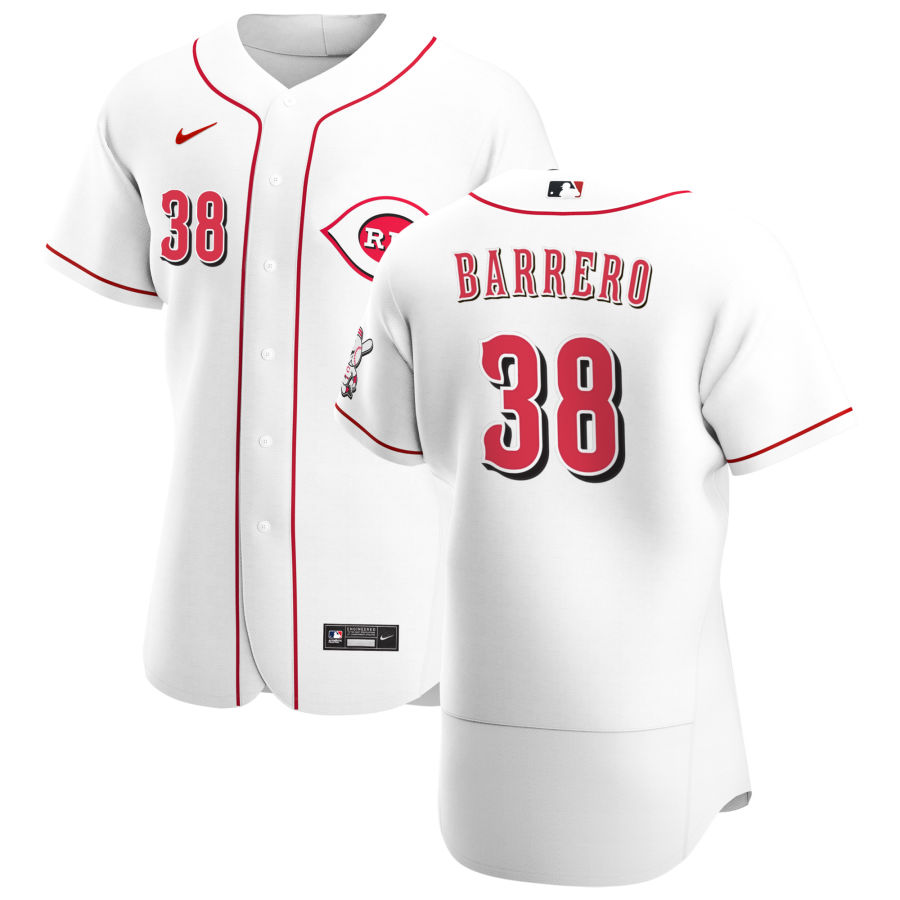 Mens Cincinnati Reds #38 Jose Barrero Nike White Home FlexBase Stitched Player Jersey