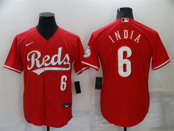 Mens Cincinnati Reds #6 Jonathan India Nike Scarlet Alternate Reds Flex Base Jerseys