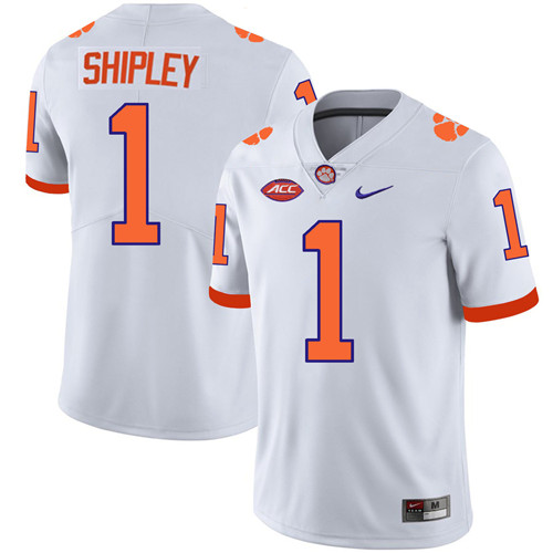 Mens Clemson Tigers #1 Will Shipley White College Football Game Jersey