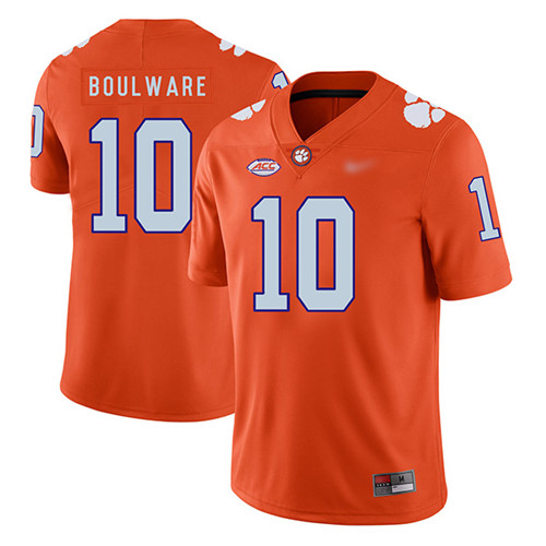 Mens Clemson Tigers #10 Ben Boulware Nike Orange College Football Game Jersey
