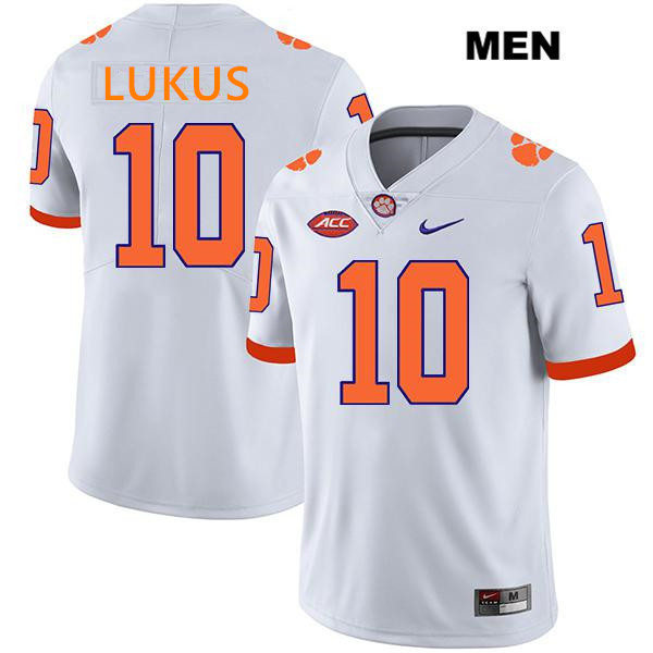 Mens Clemson Tigers #10 Jeadyn Lukus White College Football Game Jersey