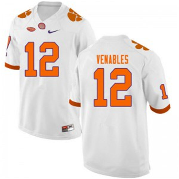 Mens Clemson Tigers #12 Tyler Venables Nike White College Football Game Jersey