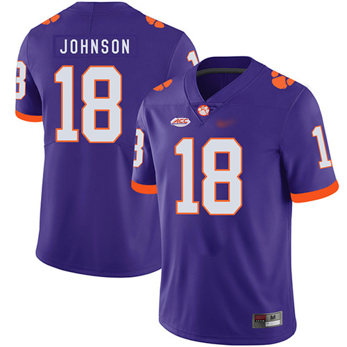 Mens Clemson Tigers #18 Jadar Johnson Nike Purple College Football Game Jersey