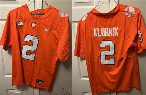 Mens Clemson Tigers #2 Cade Klubnik Orange College Football Game Jersey