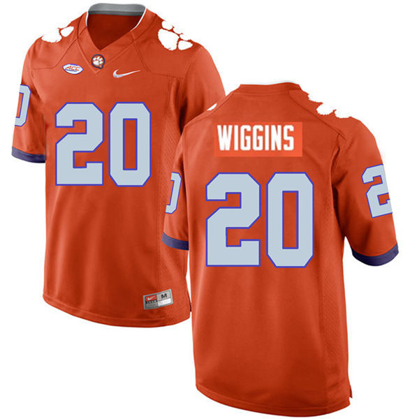Mens Clemson Tigers #20 Nate Wiggins Nike Orange College Football Game Jersey
