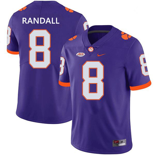 Mens Clemson Tigers #8 Adam Randall Purple College Football Game Jersey