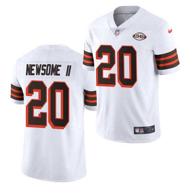 Mens Cleveland Browns #20 Greg Newsome II Nike 2021 White Retro 1946 75th Anniversary Jersey