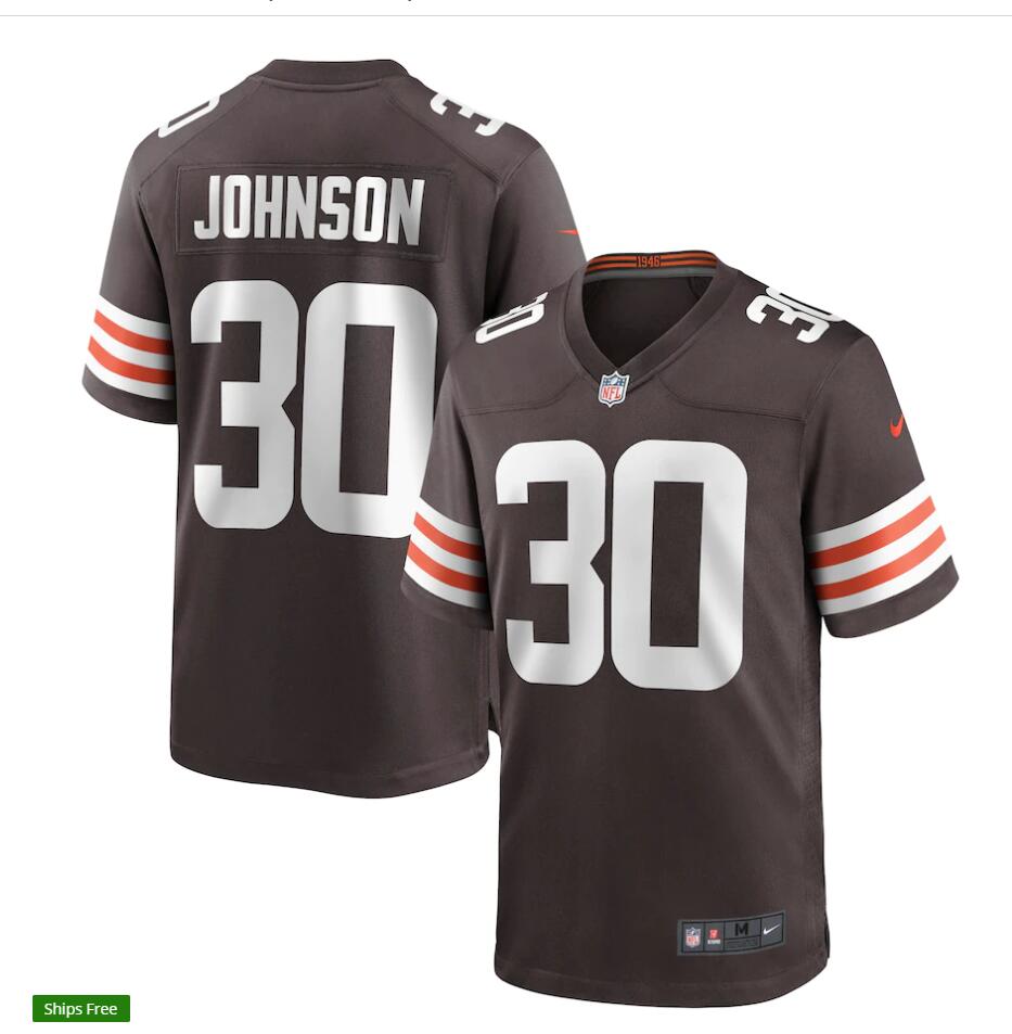 Mens Cleveland Browns #30 D'Ernest Johnson Nike Brown Home Vapor Limited Jerse