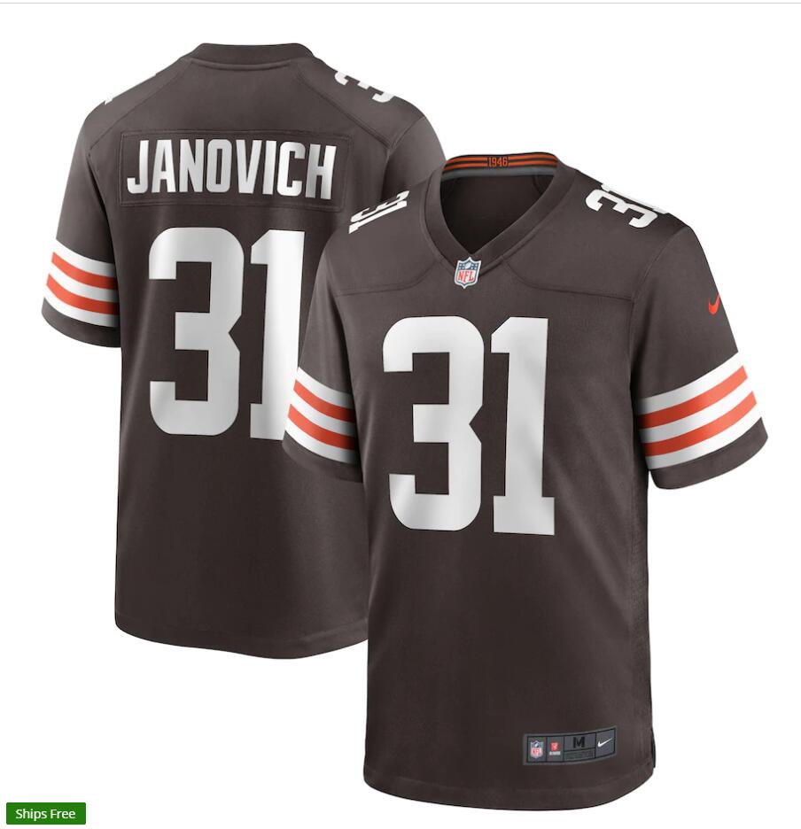 Mens Cleveland Browns #31 Andy Janovich Nike Brown Home Vapor Limited Jerse
