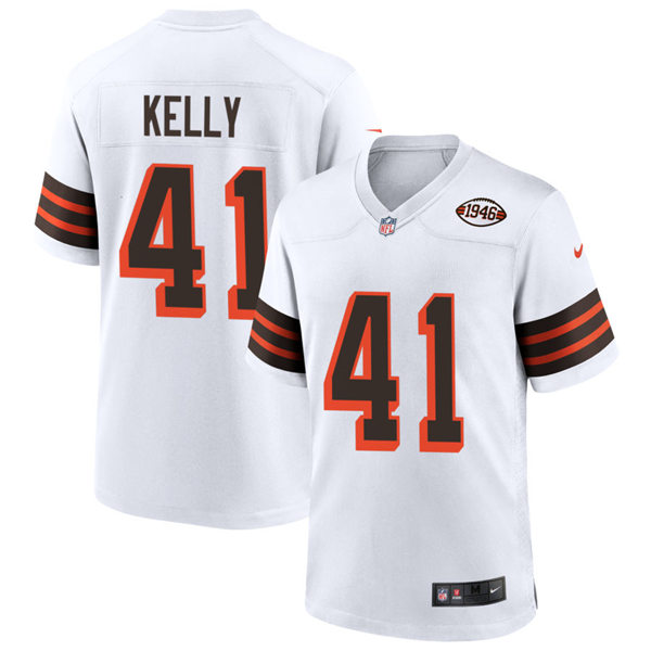 Mens Cleveland Browns #41 John Kelly Nike 2021 White Retro 1946 75th Anniversary Jersey