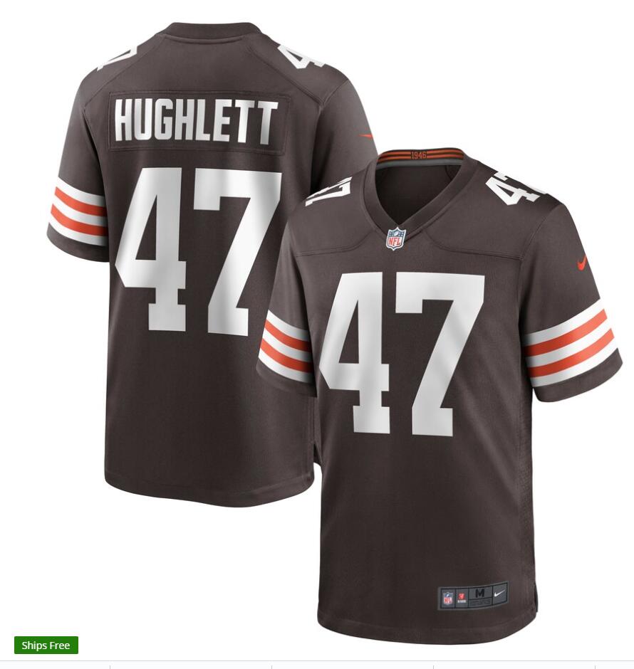 Mens Cleveland Browns #47 Charley Hughlett Nike Brown Home Vapor Limited Jerse