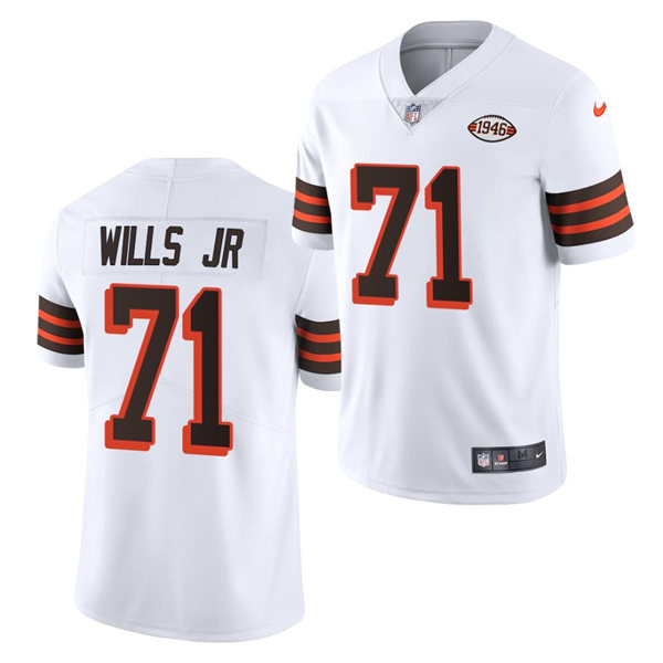 Mens Cleveland Browns #71 Jedrick Wills Jr. Nike 2021 White Retro 1946 75th Anniversary Jersey