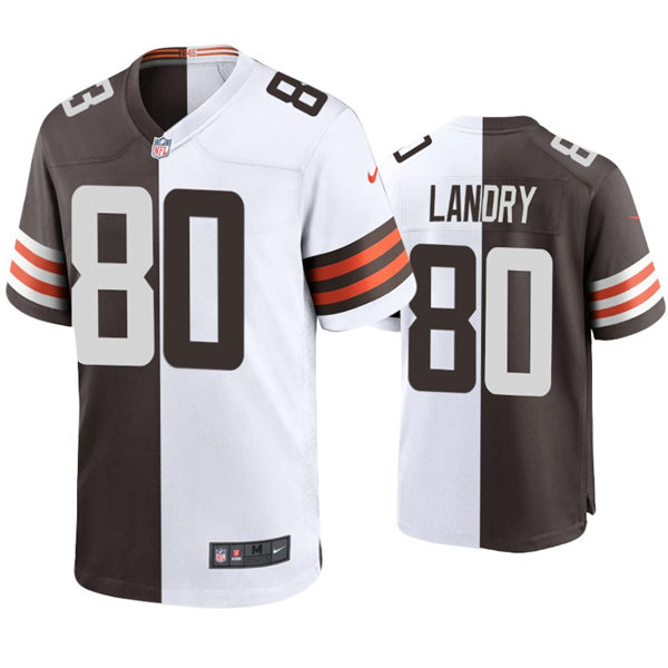 Mens Cleveland Browns #80 Jarvis Landry Nike Brown White Split Two-Tone Jersey