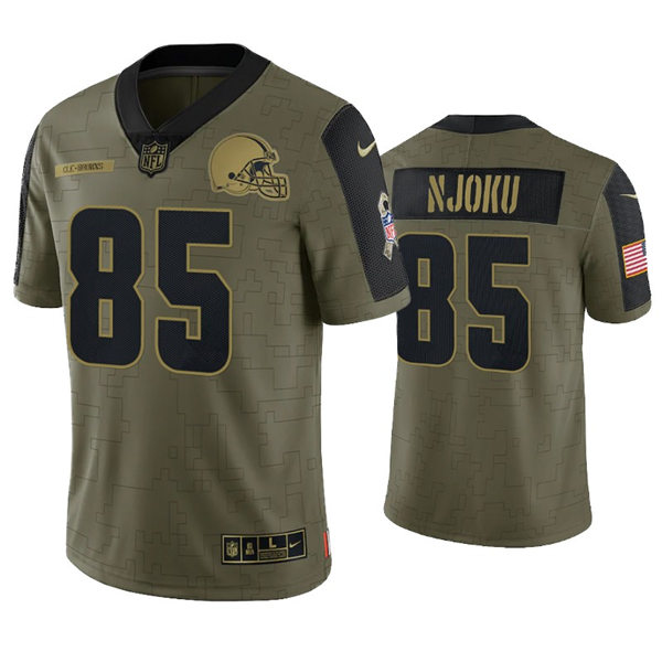 Mens Cleveland Browns #85 David Njoku Stitched Nike Olive 2021 Salute To Service Limited Player Jersey