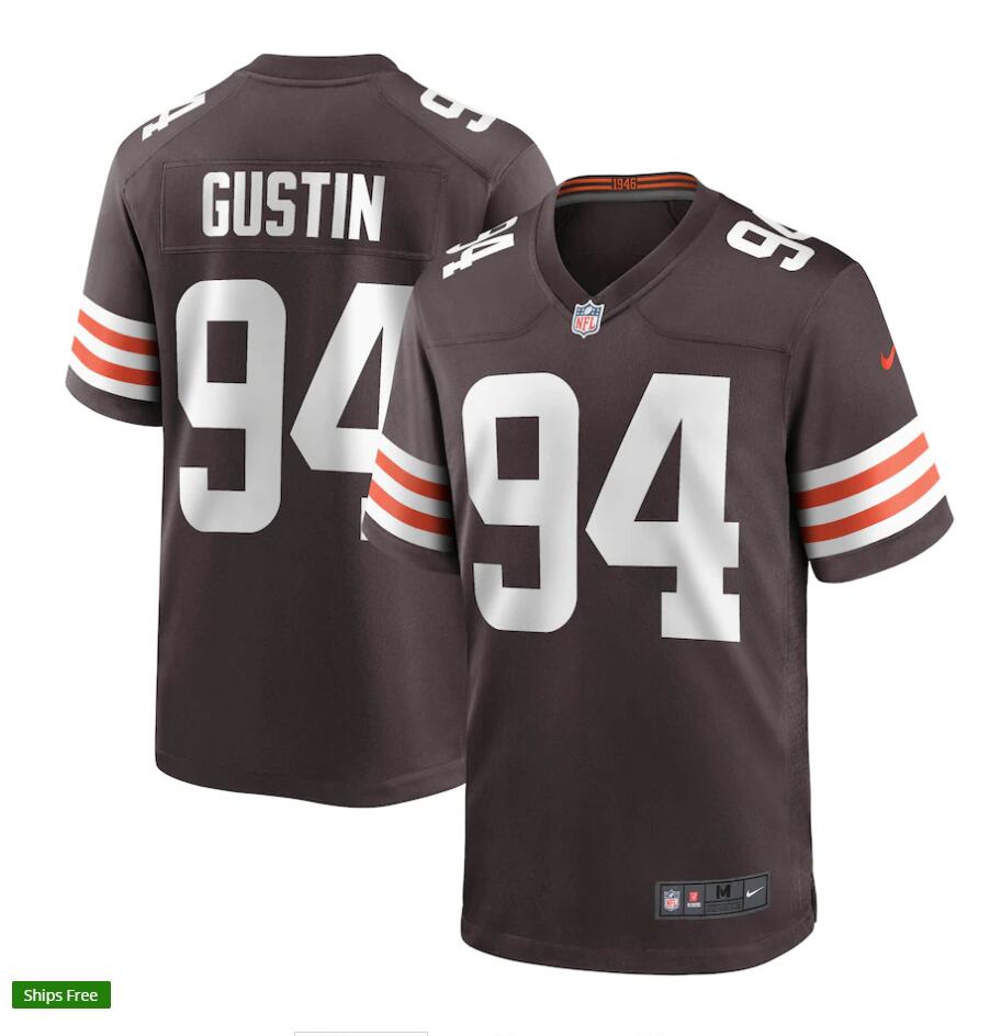 Mens Cleveland Browns #94 Porter Gustin Nike Brown Home Vapor Limited Jersey