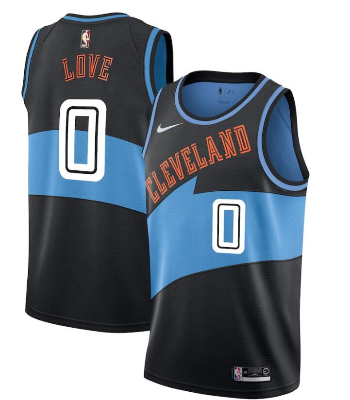 Mens Cleveland Cavaliers #0 Kevin Love Nike Black Blue Hardwood Classics Swingman Jersey