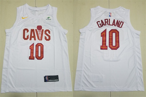 Mens Cleveland Cavaliers #10 Darius Garland White 2022-23 Association Edition Jersey