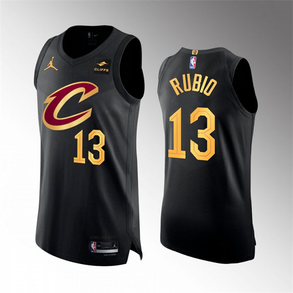Mens Cleveland Cavaliers #13 Ricky Rubio 2022-23 Black Statement Edition Swingman Jersey