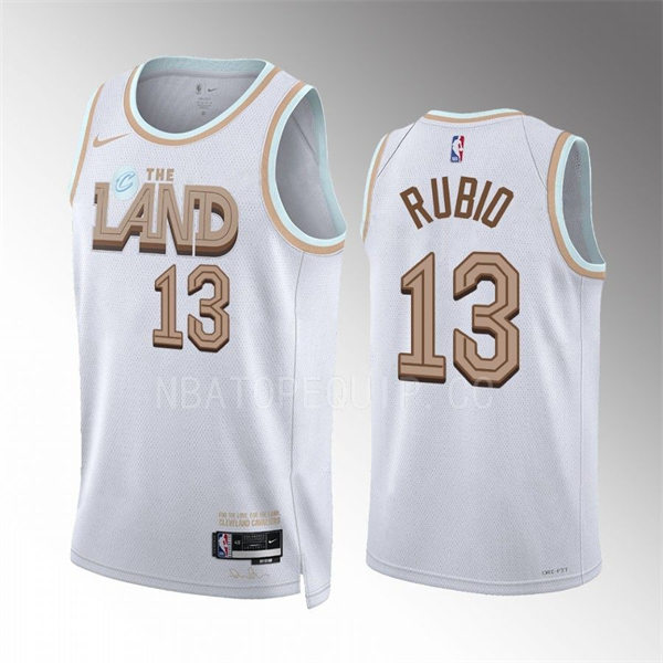 Mens Cleveland Cavaliers #13 Ricky Rubio White 2022-23 City Edition Jersey