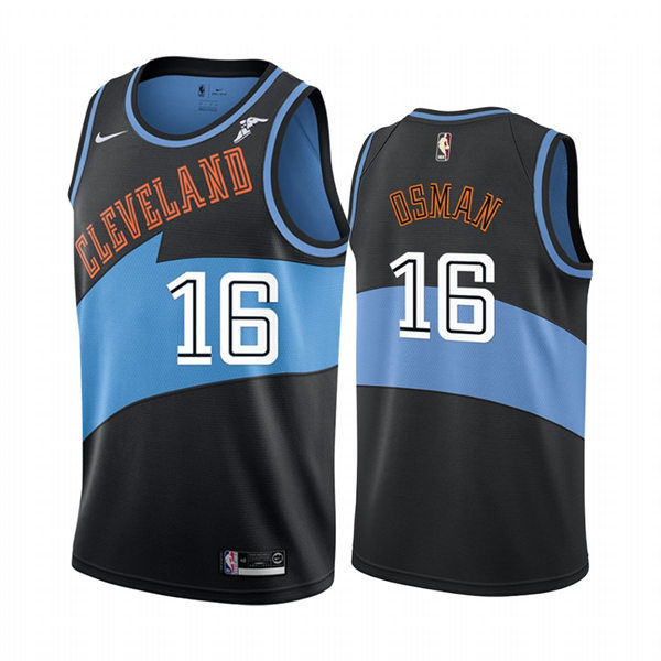 Mens Cleveland Cavaliers #16 Cedi Osman Black Blue Hardwood Classics Swingman Jersey