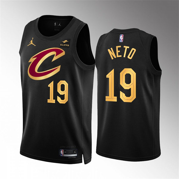 Mens Cleveland Cavaliers #19 Raul Neto 2022-23 Black Statement Edition Swingman Jersey