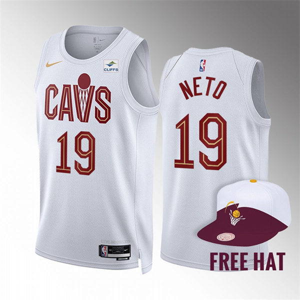 Mens Cleveland Cavaliers #19 Raul Neto 2022-23 White Association Edition Swingman Jersey