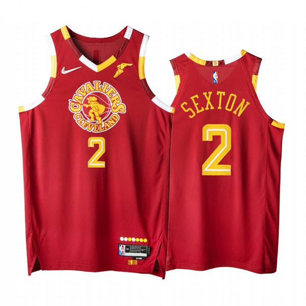 Mens Cleveland Cavaliers #2 Collin Sexton Red 2021-22 75th Anniversary City Edition Jersey