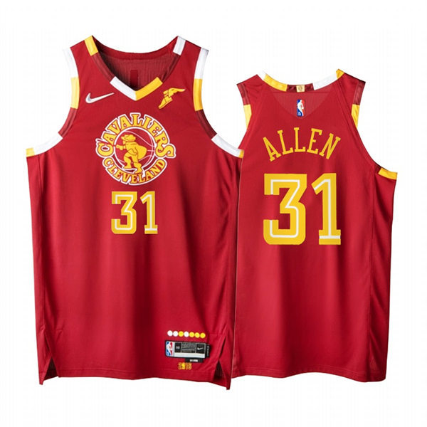 Mens Cleveland Cavaliers #31 Jarrett Allen Red 2021-22 75th Anniversary    City Edition Jersey